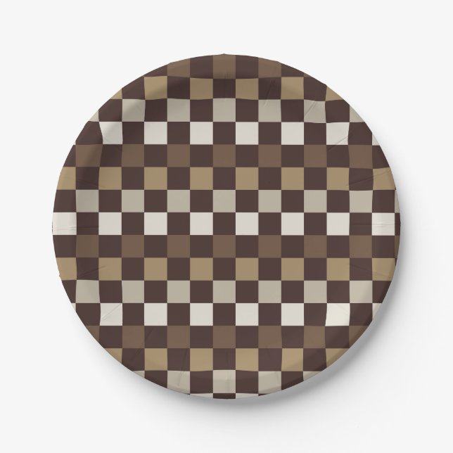 Earthy minerals checkerboard pattern paper plate (Front)