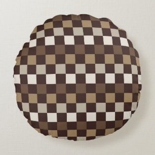 Earthy minerals chequerboard pattern round pillow