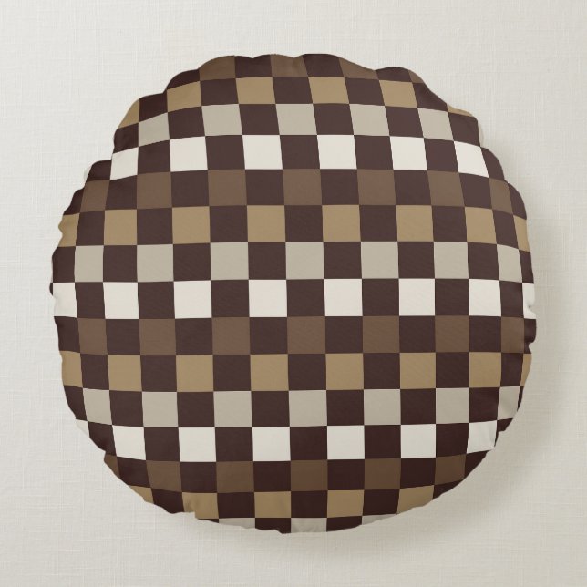 Earthy minerals chequerboard pattern round pillow (Front)