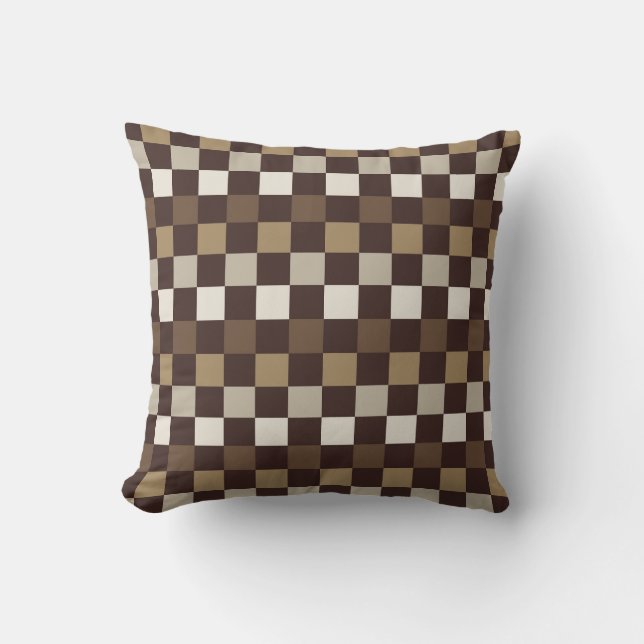 Earthy minerals chequerboard pattern throw pillow (Front)
