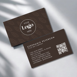 Earthy Minimalist Botanical Custom Logo QR Code Business Card