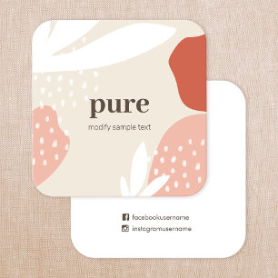 Earthy Modern Abstract Painted Art Shapes Square Business Card