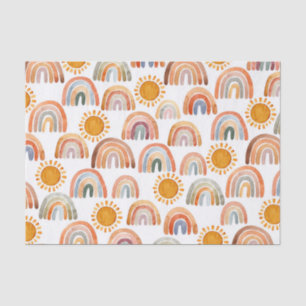 Earthy Modern Boho Rainbow and Sun  Tissue Paper