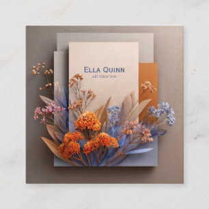 Earthy Modern Botanical Floral Square Business Card