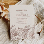 Earthy Modern Vintage Botanical Terracotta Wedding Invitation<br><div class="desc">Simple and modern wedding invitation. Personalize the invite with your details and if you want to further re-arrange the style and placement of the text,  please press the "Click to customize further" button.</div>