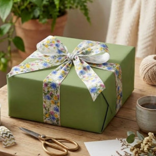 Earthy Moss Green Elegant Solid Colour Wrapping Paper