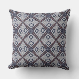 Earthy Mud Cloth Style Grey Throw Pillow