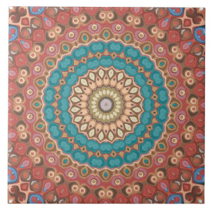 Earthy Neutrals Mandala Kaleidoscope Medallion Tile