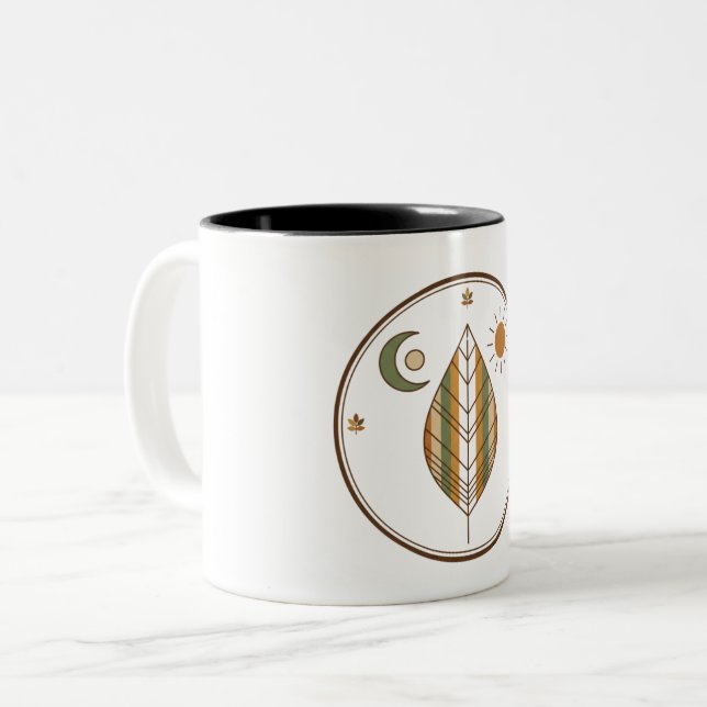 Earthy Ochre Brown Moss Green Coffee Cup (Front Left)