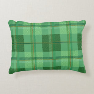 Earthy Olive Gold Plaid Aesthetic Accent Pillow