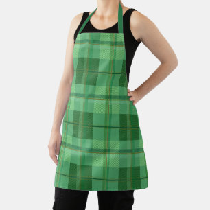 Earthy Olive Gold Plaid Aesthetic Apron