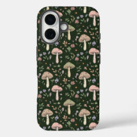 Earthy Olive Green Fungi Seamless Pattern Boho