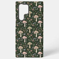 Earthy Olive Green Fungi Seamless Pattern Rustic