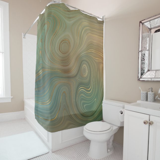 Earthy Olive Strata | Green and Gold Ink Agate (In Situ)