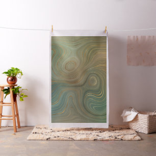 Earthy Olive Strata Green and Gold Ink Agate Fabric