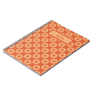 Earthy Orange Hand Drawn Floral Pattern Notebook