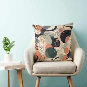 Earthy Organic Abstract Sage Terracotta Charcoal Throw Pillow