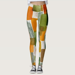 Earthy Organic Shapes in Warm Tones Leggings