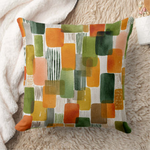 Earthy Organic Shapes in Warm Tones Throw Pillow