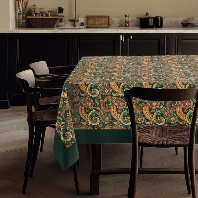 Earthy Paisley Tablecloth – Boho Charm for Dining (Earthy Paisley Tablecloth – Boho Charm for Dining)