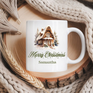 Earthy Pastel Christmas Mug Personalized Name