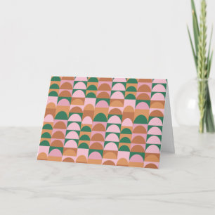 Earthy Pink and Green Geometric Shapes Pattern Card