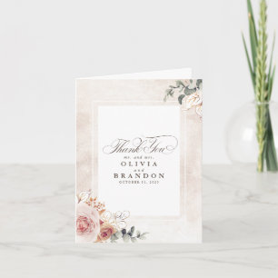 Earthy Pink Floral Wedding Thank You Card
