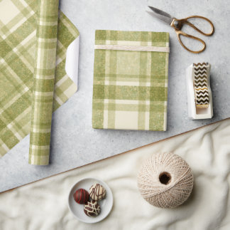 Earthy Plaid | Sage & Cream Wrapping Paper
