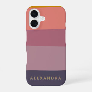Earthy Purple Stripes Personalized Name Modern iPhone 16 Case