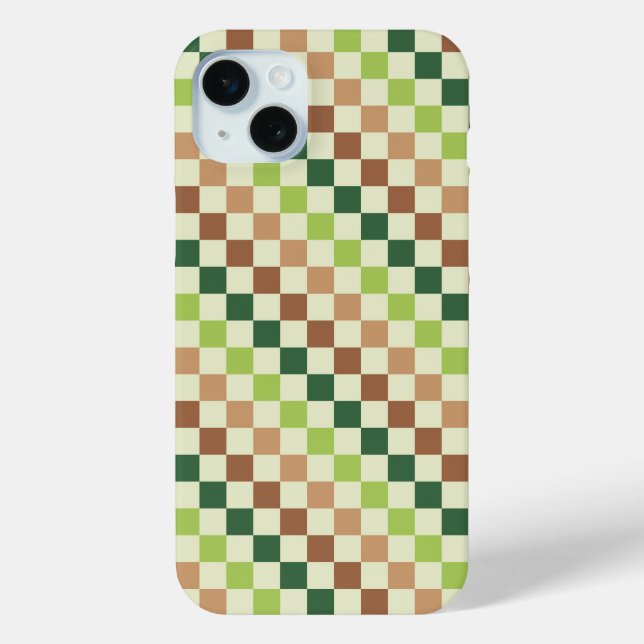 Earthy rainbow diagonal checkerboard pattern Case-Mate iPhone case (Back)
