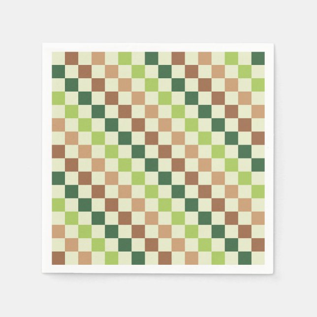 Earthy rainbow diagonal checkerboard pattern napkin (Front)