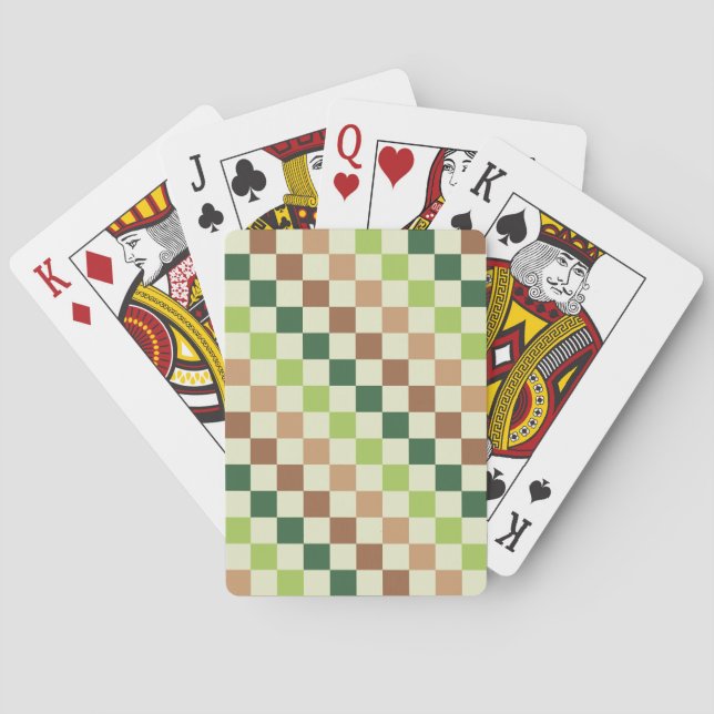 Earthy rainbow diagonal checkerboard pattern playing cards (Back)