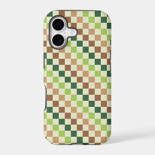 Earthy rainbow diagonal chequerboard pattern