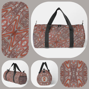 Earthy Red and Grey Boho Chic Natural Abstract Duffle Bag