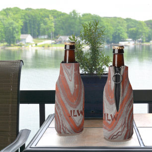 Earthy Red and Grey Mineral Waves Bottle Cooler