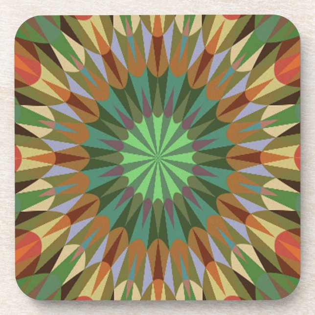 Earthy Retro Geometry Coaster (Front)