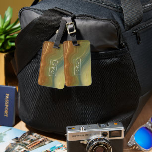 Earthy Retro Strata   Vintage Neutral Agate Custom Luggage Tag