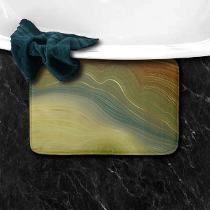 Earthy Retro Strata   Vintage Neutral Tone Agate Bath Mat