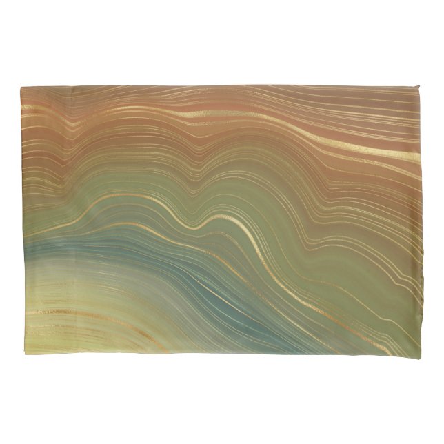 Earthy Retro Strata | Vintage Neutral Tone Agate Pillowcase (Front)
