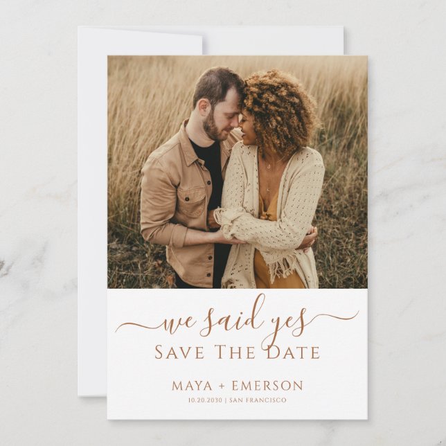 Earthy Rustic Photo Wedding  Save The Date (Front)