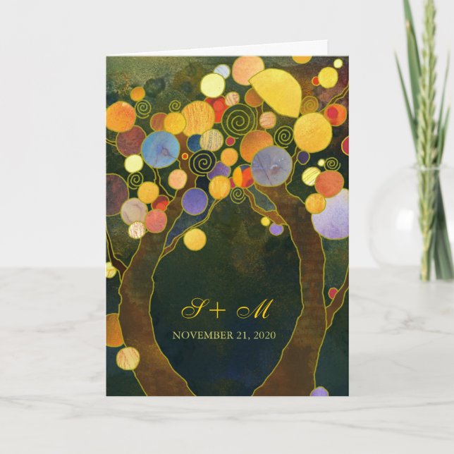Earthy Rustic Trees Folded Wedding Invitation (Front)