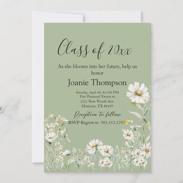 Earthy Sage & Botanical Greenery Graduation Invitation (Front)