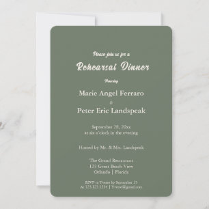 Earthy Sage Green Minimalist Rehearsal Dinner  Invitation