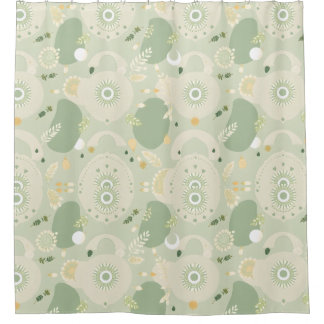 Earthy Sage Green Shower Curtain – Boho Design