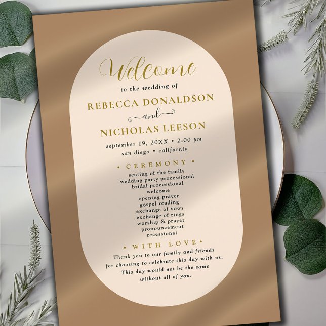 Earthy Script Calligraphy Wedding Program (Creator Uploaded)
