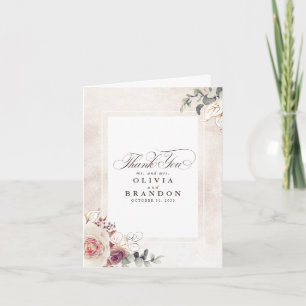 Earthy Shades Floral Wedding Thank You Card