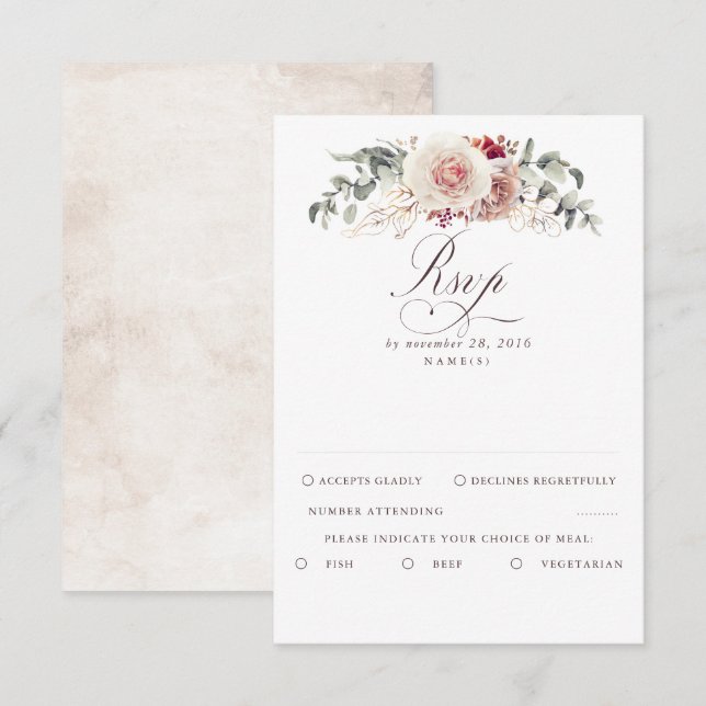 Earthy Shades Foliage Boho Wedding RSVP (Front/Back)