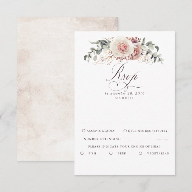 Earthy Shades Foliage Boho Wedding RSVP (Front/Back)