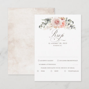 Earthy Shades Foliage Boho Wedding RSVP Card