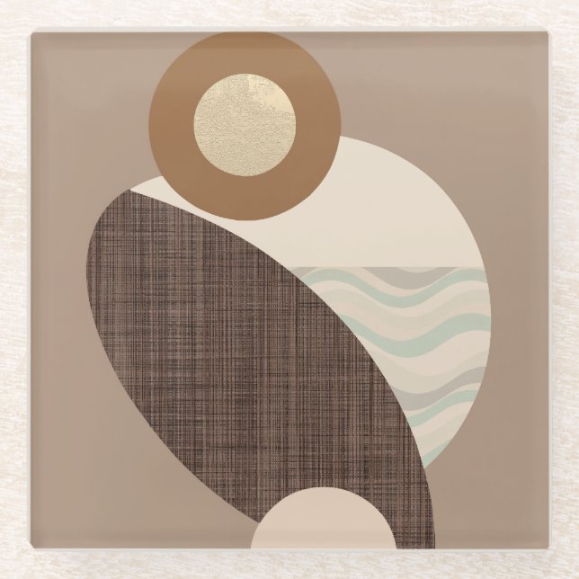 Earthy Shapes Glass Coaster (Front)